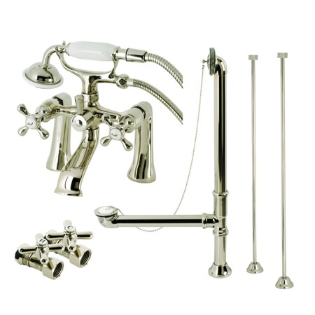 Kingston Brass CCK268PN Deck Mount Clawfoot Tub Faucet Package, Polished Nickel CCK268PN